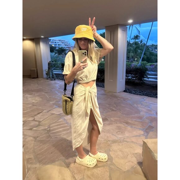 FREE PEOPLE Rae Waist Cutout Asymmetric Dress in Summer Khaki Size Large - Picture 13 of 14